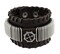 Brown Leather Wristband with Chrome Rings Faux Compass Center